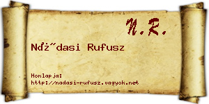 Nádasi Rufusz névjegykártya